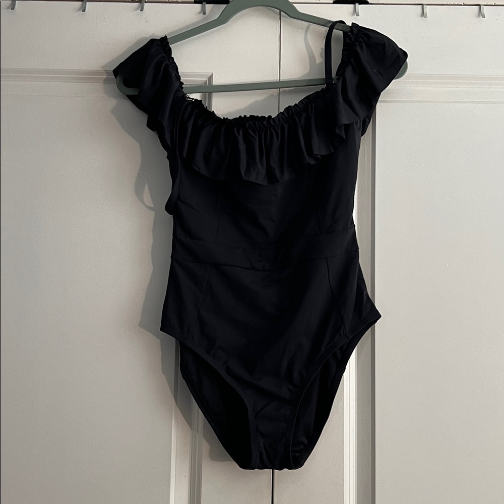 Bleu Rod Beattie Black Ruffle One Piece Swimsuit